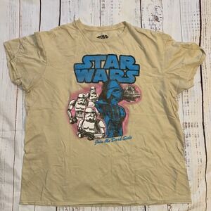 Star Wars Graphic Tee Darts Vader Storm Troopers  Tan Men's Size Large